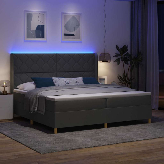 Pat cu arcuri cu benzi LED Gri 200 x 200 cm țesătură - WALTI WALTI