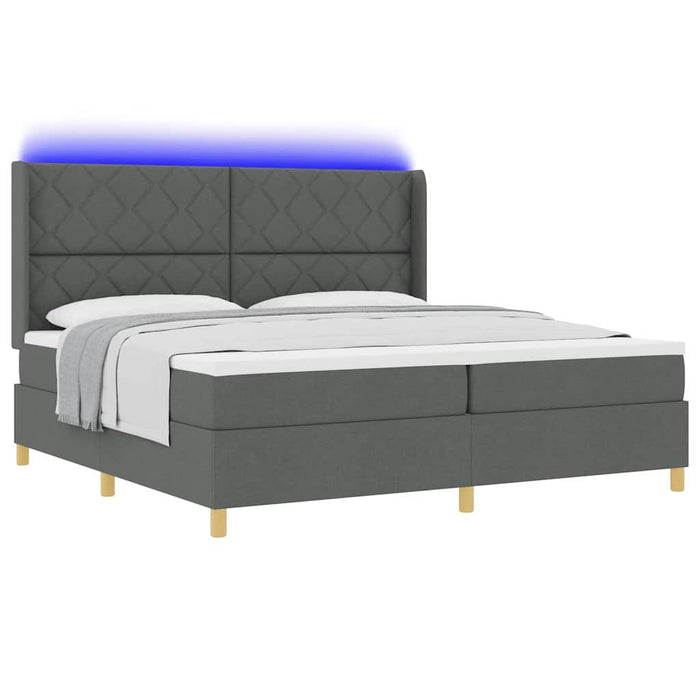 Pat cu arcuri cu benzi LED Gri 200 x 200 cm țesătură - WALTI WALTI