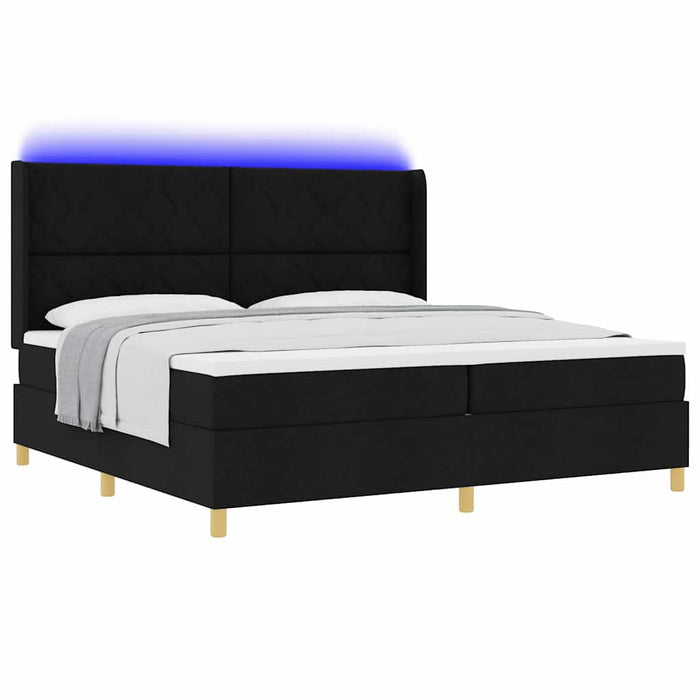 Pat cu arcuri cu saltea Negru 200 x 200 cm țesătură - WALTI WALTI