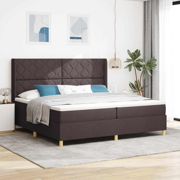 Pat cu arcuri cu saltea cu headboard Maro 200 x 200 cm țesătură - WALTI WALTI