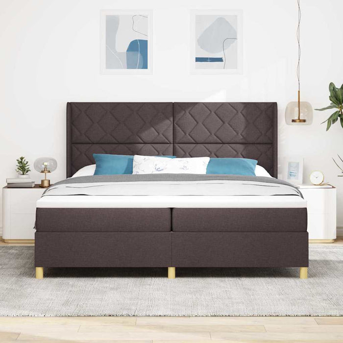 Pat cu arcuri cu saltea cu headboard Maro 200 x 200 cm țesătură - WALTI WALTI