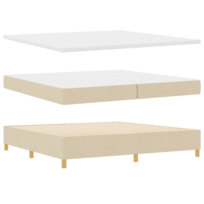 Pat cu arcuri cu saltea cu headboard Crem 200 x 200 cm țesătură - WALTI WALTI