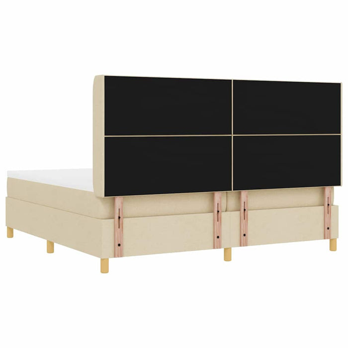Pat cu arcuri cu saltea cu headboard Crem 200 x 200 cm țesătură - WALTI WALTI