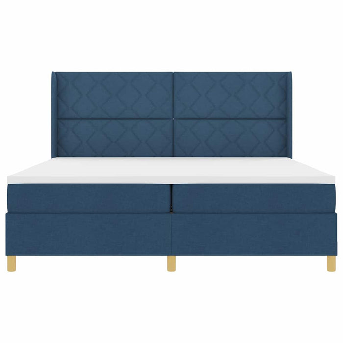 Pat cu arcuri cu saltea albastru 200 x 200 cm țesătură - WALTI WALTI