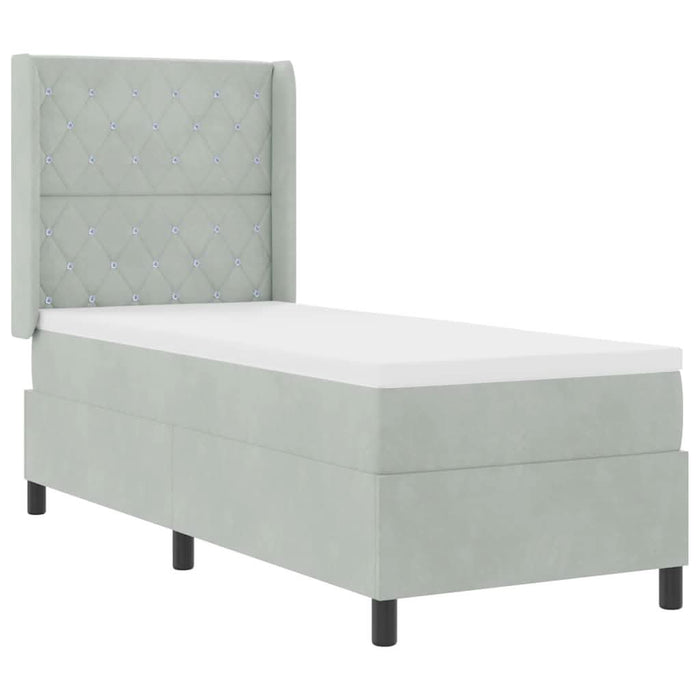 Pat cu arcuri cu saltea Gri deschis 80 x 200 cm Catifea - WALTI WALTI