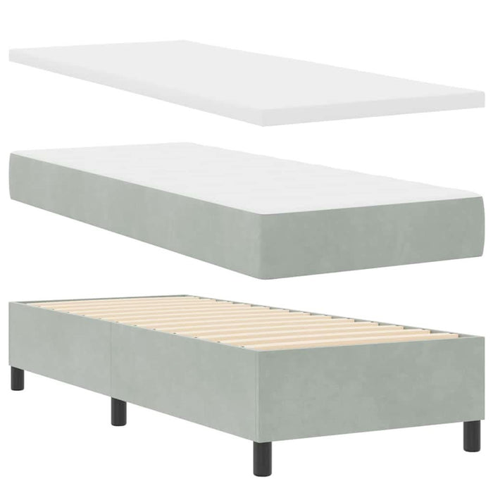 Pat cu arcuri cu saltea Gri deschis 80 x 200 cm Catifea - WALTI WALTI
