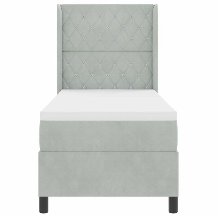 Pat cu arcuri cu saltea Gri deschis 80 x 200 cm Catifea - WALTI WALTI