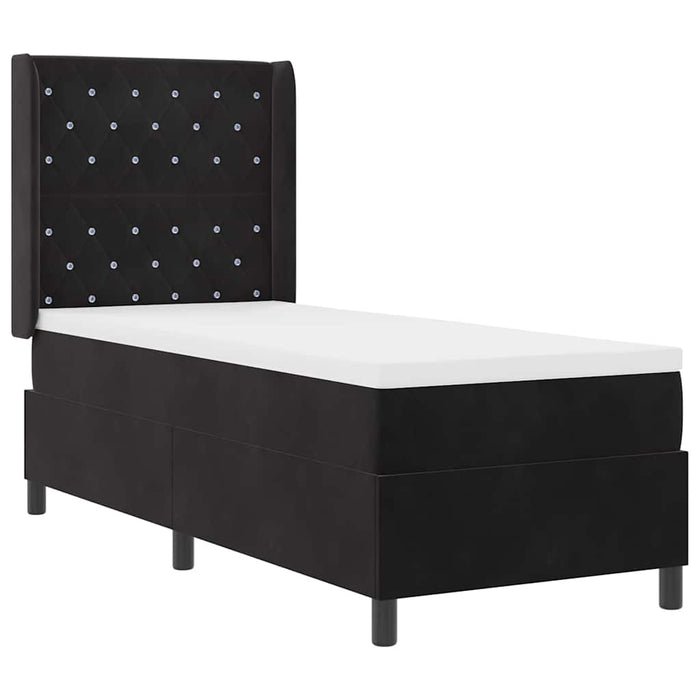 Pat cu arcuri cu saltea cu led Negru 80 x 200 cm Catifea - WALTI WALTI