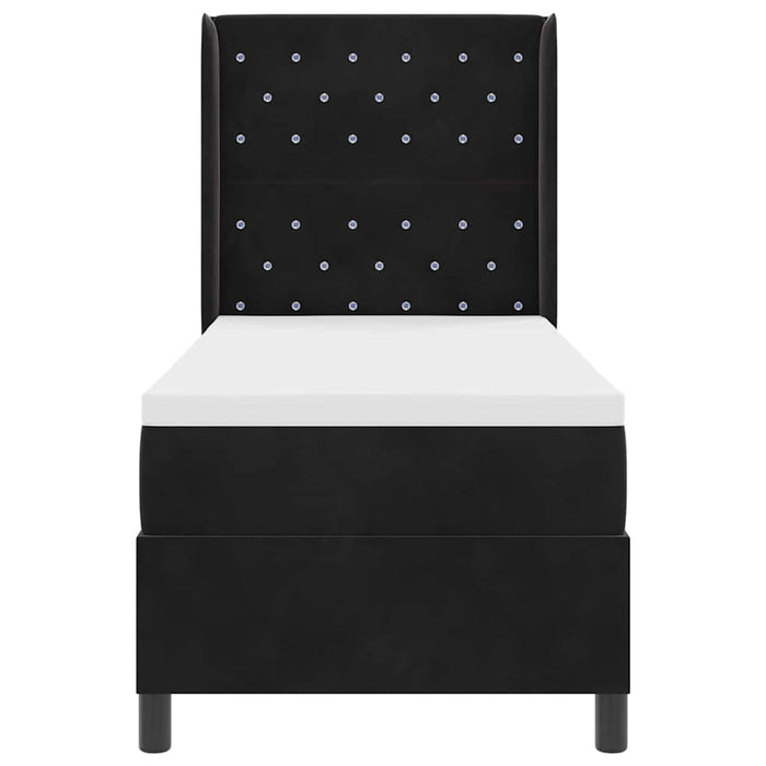 Pat cu arcuri cu saltea cu led Negru 80 x 200 cm Catifea - WALTI WALTI