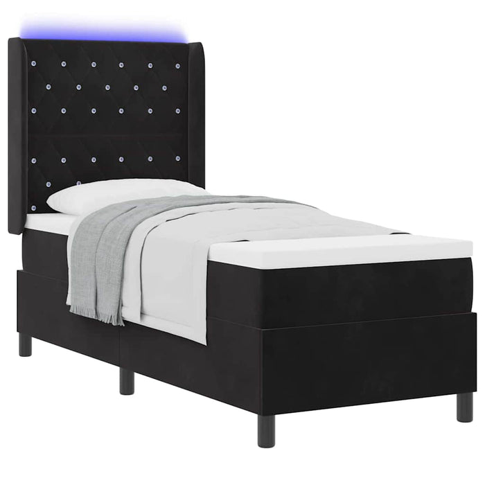 Pat cu arcuri cu saltea cu led Negru 80 x 200 cm Catifea - WALTI WALTI