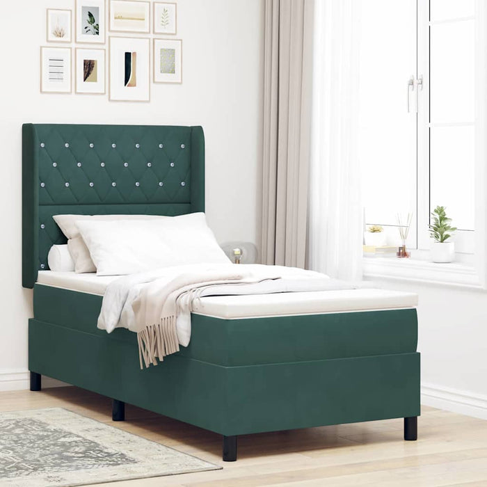 Pat cu arcuri cu saltea cu led Verde închis 90 x 200 cm Catifea - WALTI WALTI