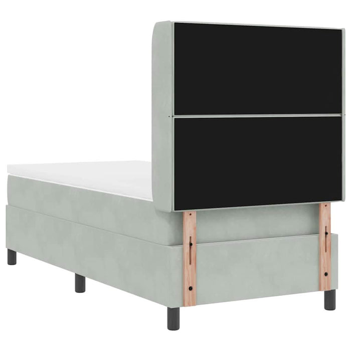 Pat cu boxă spring LED și saltea Gri deschis 100 x 200 cm - WALTI WALTI