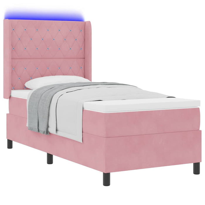 Pat cu arcuri cu saltea cu led Roz 100 x 200 cm Catifea - WALTI WALTI