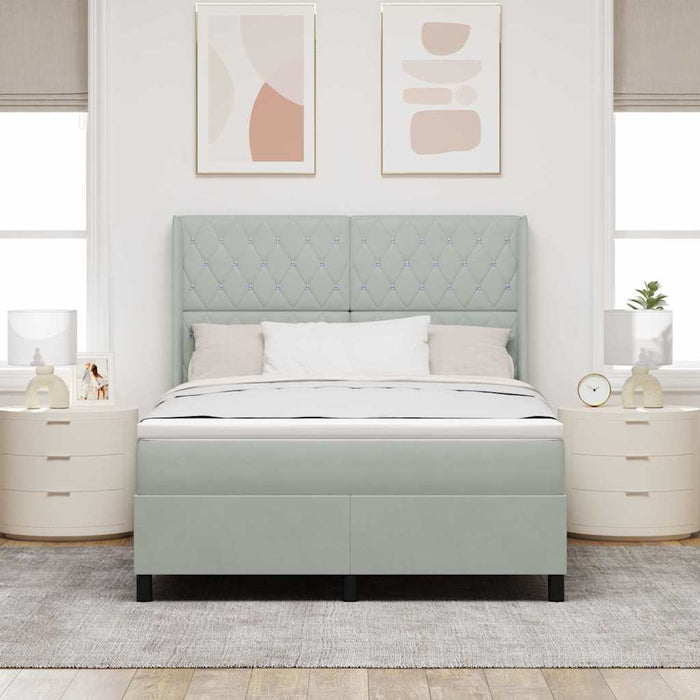 Pat cu boxă spring LED și saltea Gri deschis 160 x 200 cm - WALTI WALTI