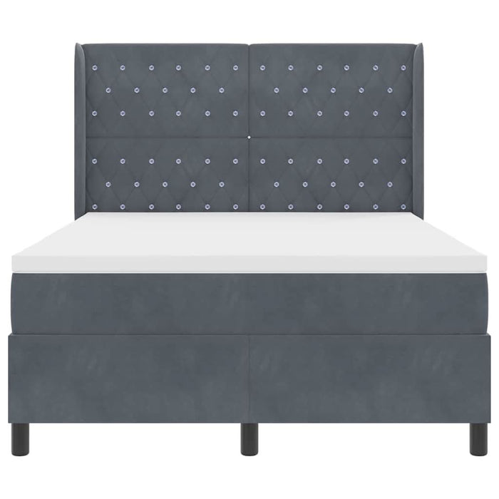 Pat cu boxă spring LED și saltea Argyle Gri închis 160 x 200 cm - WALTI WALTI