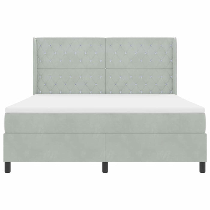 Pat cu arcuri cu saltea cu led Gri deschis 180 x 200 cm Catifea WALTI