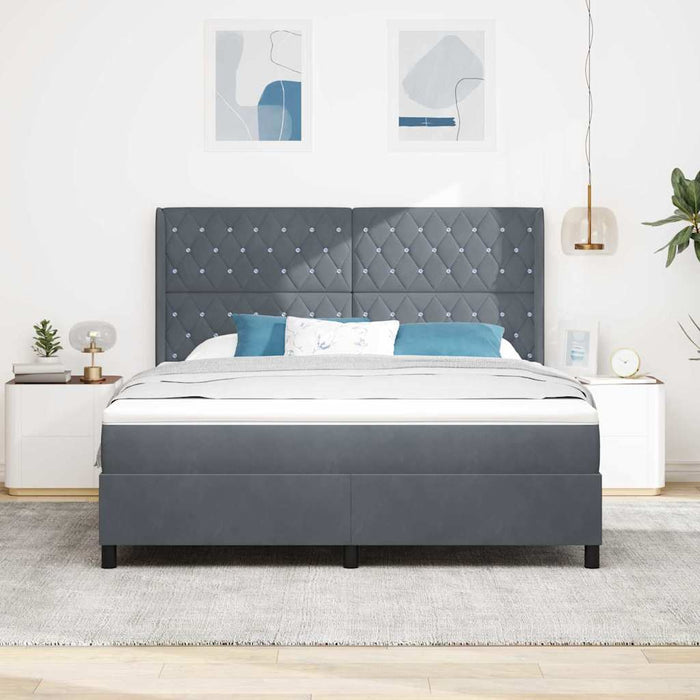 Pat cu arcuri cu saltea cu led Gri închis 180 x 200 cm Catifea - WALTI WALTI