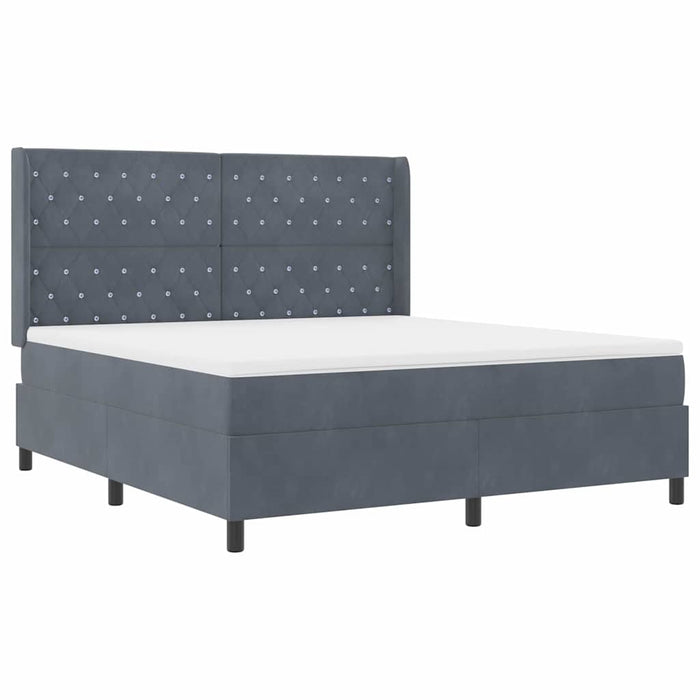 Pat cu arcuri cu saltea cu led Gri închis 180 x 200 cm Catifea - WALTI WALTI