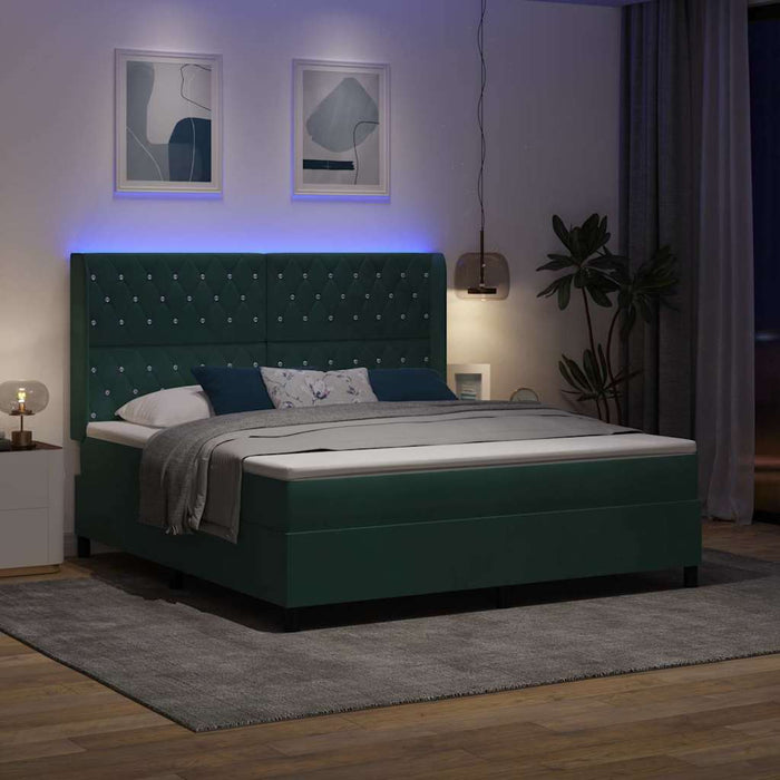 Pat cu arcuri cu saltea Verde închis 180 x 200 cm Catifea WALTI