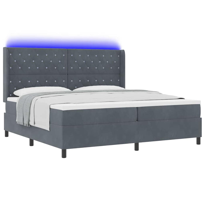 Pat cu arcuri cu saltea cu led Gri închis 200 x 200 cm Catifea - WALTI WALTI