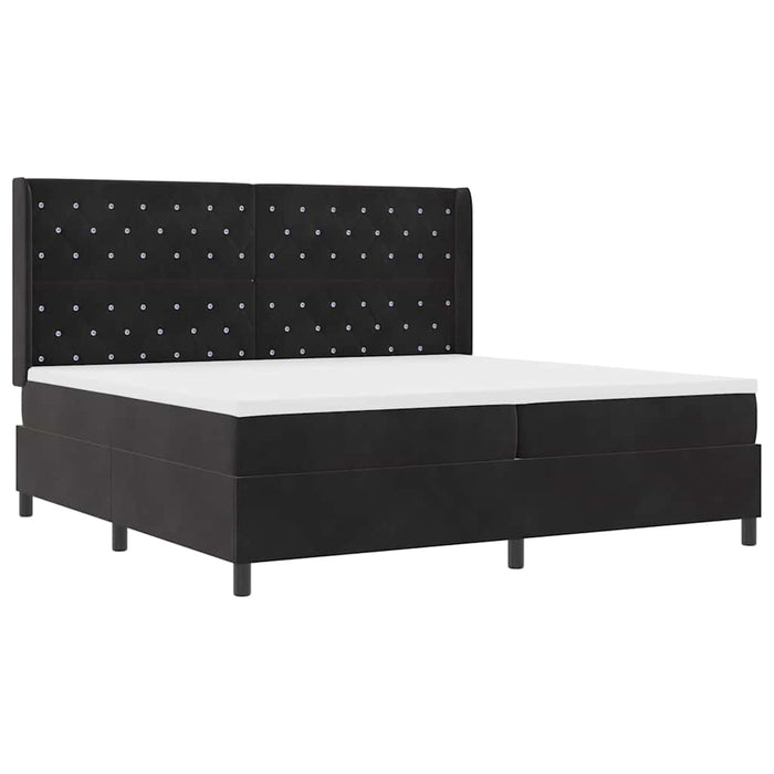 Pat cu arcuri cu saltea cu led Negru 200 x 200 cm Catifea WALTI