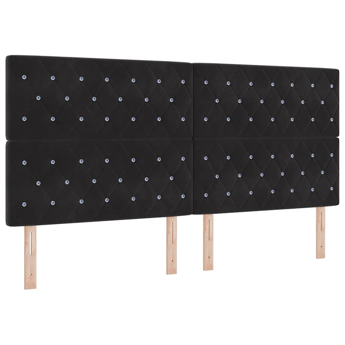 Pat cu arcuri cu saltea cu led Negru 200 x 200 cm Catifea WALTI