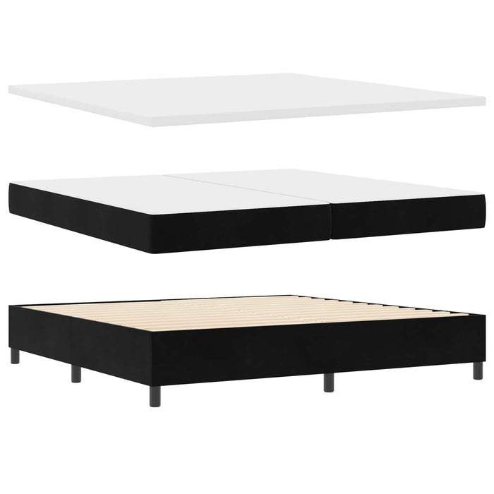 Pat cu arcuri cu saltea cu led Negru 200 x 200 cm Catifea WALTI