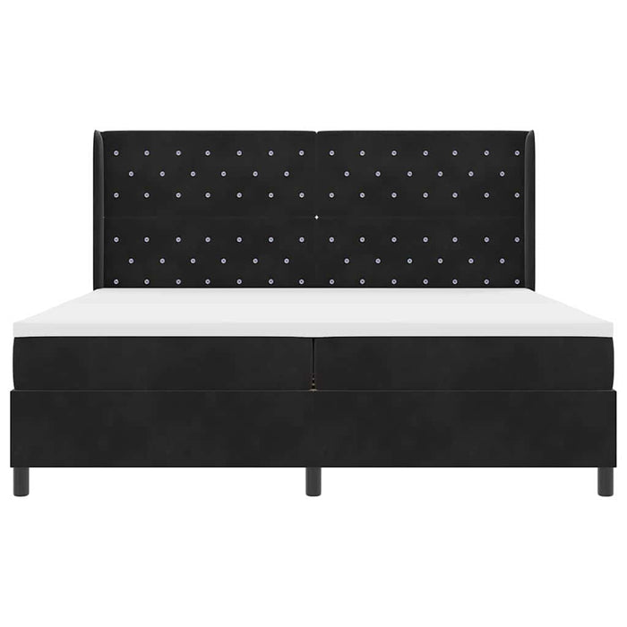 Pat cu arcuri cu saltea cu led Negru 200 x 200 cm Catifea WALTI