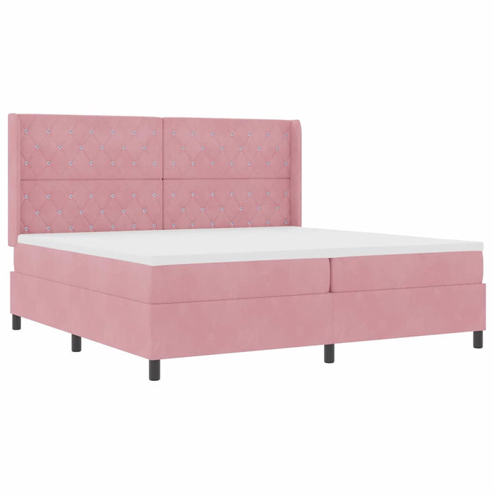 Pat cu arcuri cu saltea cu led Roz 200 x 200 cm Catifea WALTI