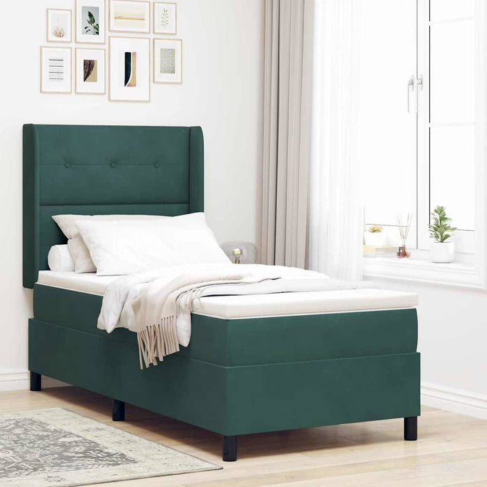 Pat cu arcuri cu benzi LED Verde închis 80 x 200 cm Catifea - WALTI WALTI