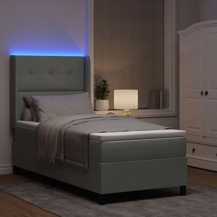 Pat cu arcuri cu saltea cu led Gri deschis 90 x 190 cm Catifea - WALTI WALTI