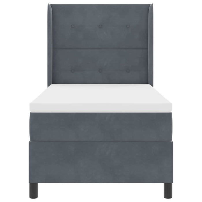 Pat cu arcuri cu saltea cu led Gri închis 90 x 190 cm Catifea - WALTI WALTI