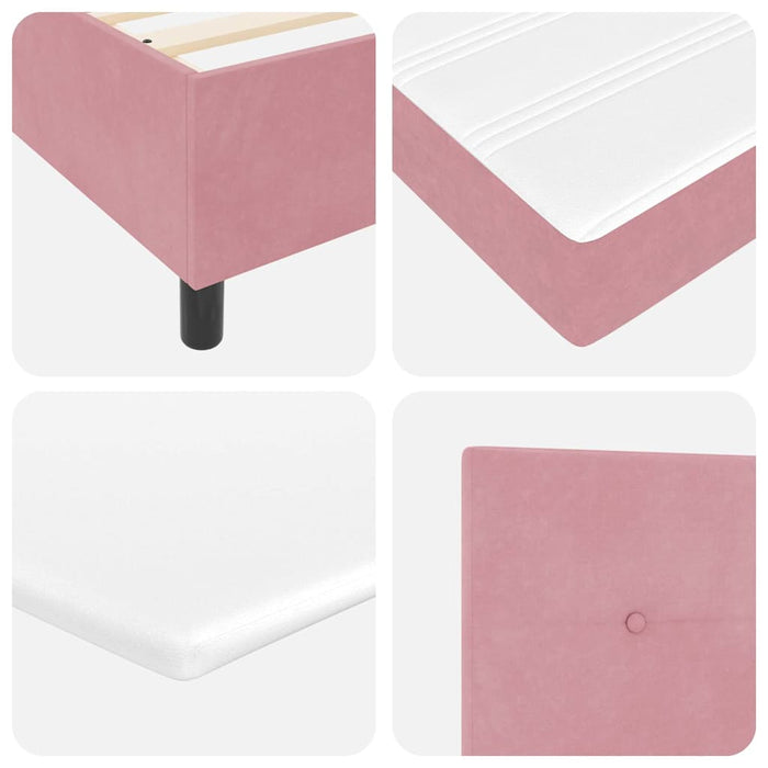 Pat cu arcuri cu benzi LED cu headboard Roz 90 x 190 cm Catifea - WALTI WALTI