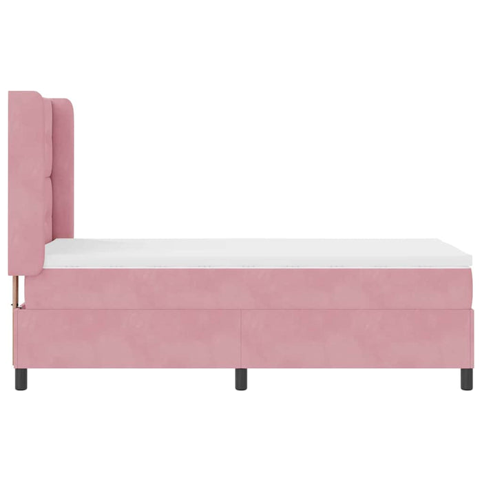 Pat cu arcuri cu benzi LED cu headboard Roz 90 x 190 cm Catifea - WALTI WALTI