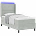 Pat cu arcuri cu saltea cu led Gri deschis 90 x 200 cm Catifea - WALTI WALTI
