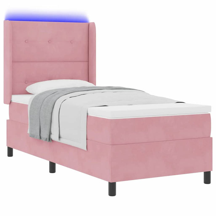 Pat cu arcuri cu saltea cu led Roz 90 x 200 cm Catifea - WALTI WALTI