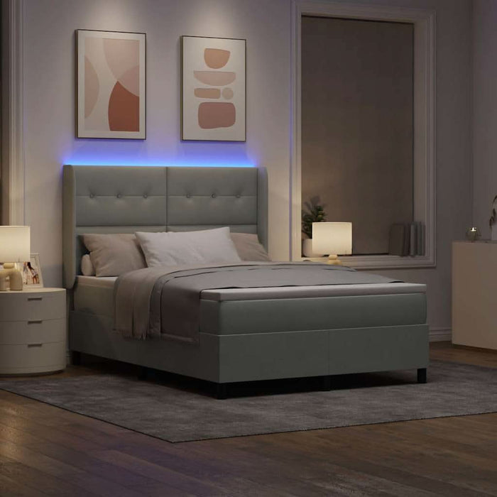 Pat cu arcuri cu headboard Gri deschis 140 x 190 cm Catifea - WALTI WALTI