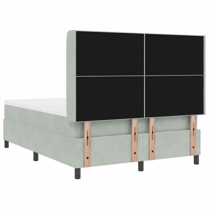 Pat cu arcuri cu headboard Gri deschis 140 x 190 cm Catifea - WALTI WALTI
