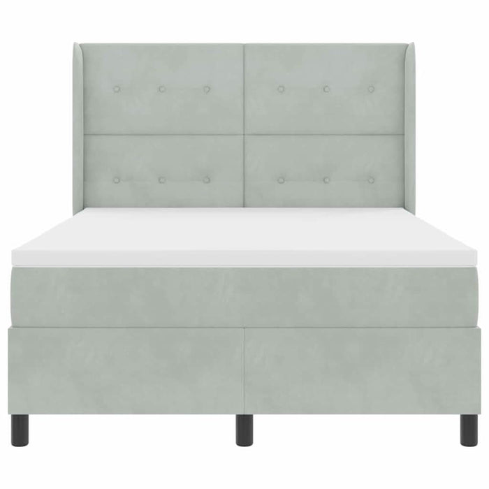Pat cu arcuri cu headboard Gri deschis 140 x 190 cm Catifea - WALTI WALTI