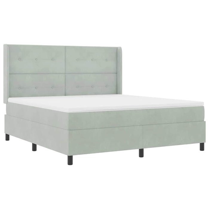 Pat cu arcuri cu saltea cu led Gri deschis 180 x 200 cm Catifea - WALTI WALTI