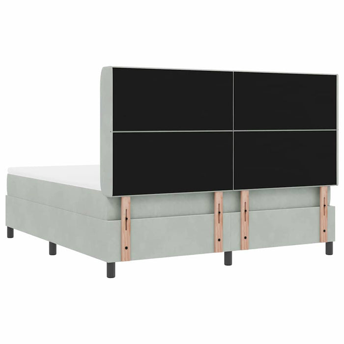 Pat cu arcuri cu saltea cu led Gri deschis 180 x 200 cm Catifea - WALTI WALTI