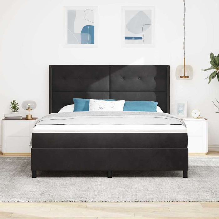 Pat cu arcuri cu saltea cu led Negru 180 x 200 cm Catifea - WALTI WALTI