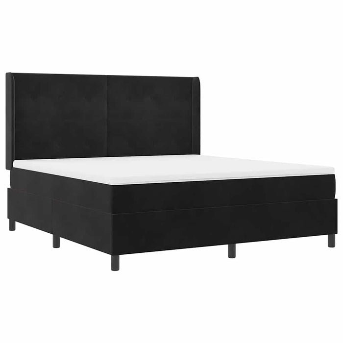 Pat cu arcuri cu saltea cu led Negru 180 x 200 cm Catifea - WALTI WALTI