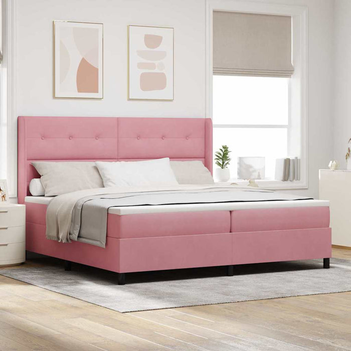 Pat cu arcuri cu saltea cu led Roz 200 x 200 cm Catifea - WALTI WALTI