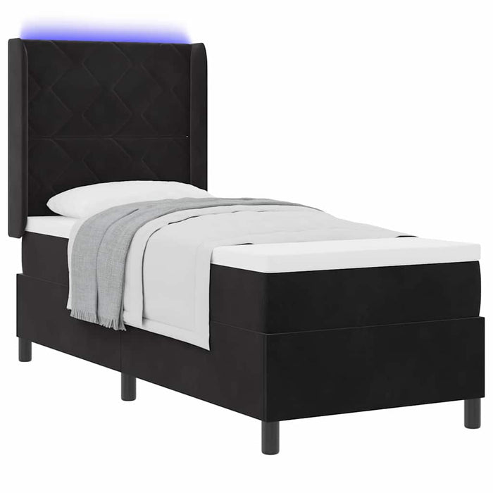 Pat cu arcuri cu benzi LED Negru 80 x 200 cm Catifea - WALTI WALTI