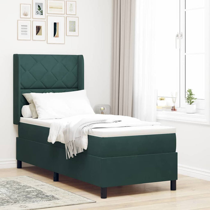 Pat cu arcuri cu benzi LED Verde închis 80 x 200 cm Catifea WALTI