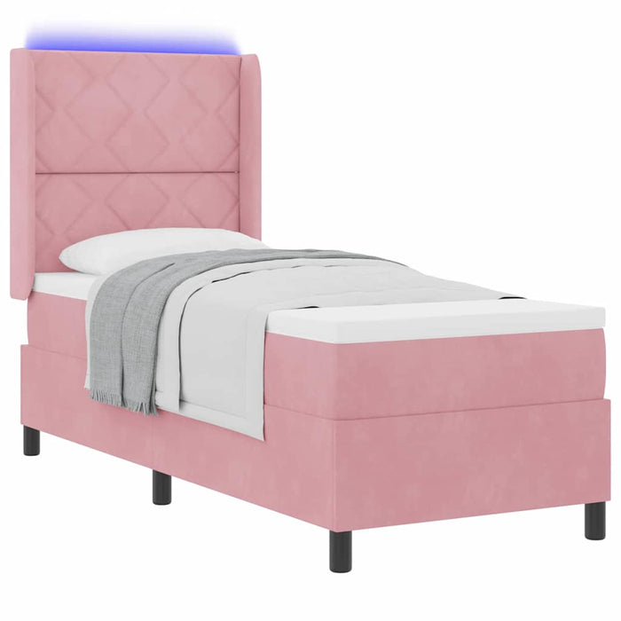 Pat cu arcuri cu saltea cu led Roz 80 x 200 cm Catifea - WALTI WALTI