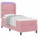 Pat cu arcuri cu saltea cu led Roz 80 x 200 cm Catifea - WALTI WALTI