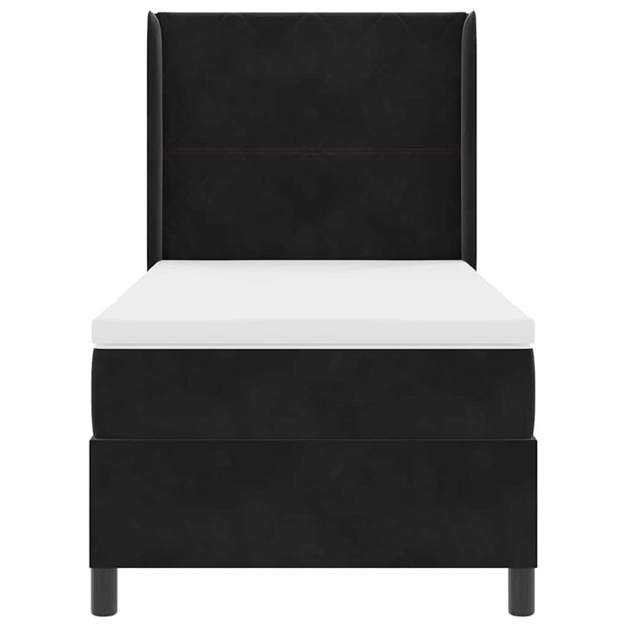 Pat cu arcuri cu benzi LED Negru 90 x 200 cm Catifea WALTI