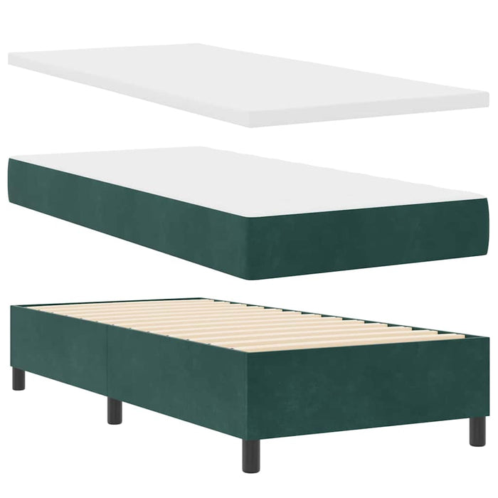 Pat cu arcuri cu benzi LED Verde închis 90 x 200 cm Catifea WALTI